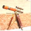 Marine Pirate Antique Brass DOUBLE BARREL Spyglass Telescope With Wooden Tripod A view 1