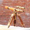 Marine Pirate Antique Brass DOUBLE BARREL Spyglass Telescope With Wooden Tripod A view 3