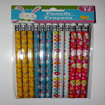 Easter Assorted Wooden Pencils - 12 pencils- colors may vary