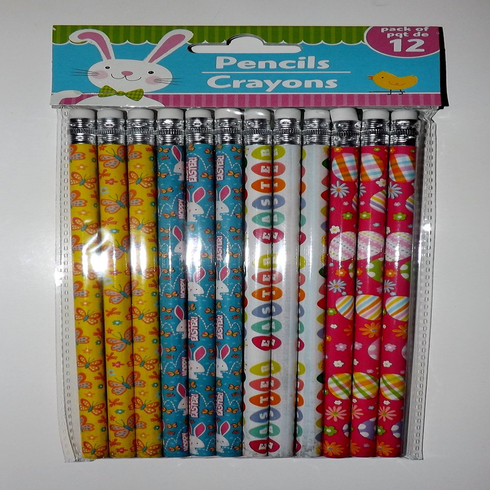 Easter Assorted Wooden Pencils - 12 pencils- colors may vary