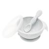 Bumkins Baby Bowl, Silicone Baby Feeding Set with Suction for Baby and Toddler, Includes Spoon and Lid, First Feeding Set, Essential for Baby Led Weaning for Babies 4 Months, Marble view 1