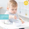 Bumkins Baby Bowl, Silicone Baby Feeding Set with Suction for Baby and Toddler, Includes Spoon and Lid, First Feeding Set, Essential for Baby Led Weaning for Babies 4 Months, Marble view 2