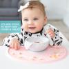 Bumkins Baby Bowl, Silicone Baby Feeding Set with Suction for Baby and Toddler, Includes Spoon and Lid, First Feeding Set, Essential for Baby Led Weaning for Babies 4 Months, Marble view 3