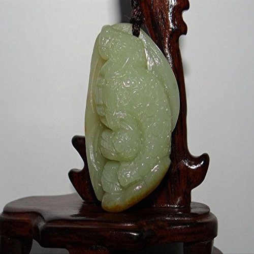 2" China Certified Nature Nephrite Hetian Jade Wealth Toad and Ruyi Pendants
