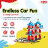 DOLU Full 3-Storey Car Park, Multi-Level Toy Garage Playset with Elevator, Ramps Track and 2 Metal Cars for Kids and Toddlers Ages 3+ view 3