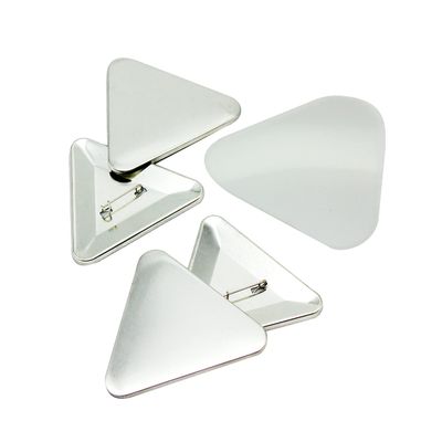 ChiButtons 63x70mm Triangle Metric System Metal Pin Badge Button with Pre-Assembled Pin-Back, Upper Shell & Mylar Film (Official ChiButtons Supplies, 100 Sets)