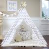 Polka dot Pompom Teepee Package with Floor, Pocket, Poles, LED Light, Flags Banner and Storage Bag view 2
