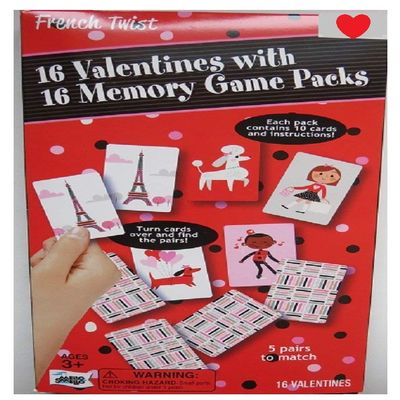 16 Valentines with 16 memory game packs French Twist game each pack contains 10 cards and instructions