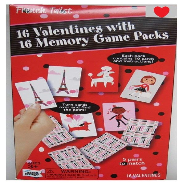16 Valentines with 16 memory game packs French Twist game each pack contains 10 cards and instructions
