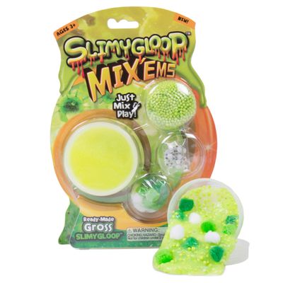 Slimygloop Mix'Ems by Horizon Group USA- Gross, Mix & Create Your Own Gooey, Putty, Green Gross Slime with Wiggly Eyes, Pom Poms & Crunchy Foam Balls
