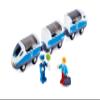 Hape E3728 Intercity Train Toy, Kids Train Toy Set with Accessories, 3 x Open/Close Magnetic Carriages, Passenger and Driver Figurines Included, Multicolor, 10.63" x 1.5" x 1.97", 7 Pack view 1