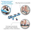 Hape E3728 Intercity Train Toy, Kids Train Toy Set with Accessories, 3 x Open/Close Magnetic Carriages, Passenger and Driver Figurines Included, Multicolor, 10.63" x 1.5" x 1.97", 7 Pack view 2