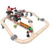 Hape Crane and Cargo Train Set | Wooden Railway Toy Set with Magnetic Crane, Button Operated Loader and Adjustable Rail Signal view 1