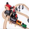 Hape Crane and Cargo Train Set | Wooden Railway Toy Set with Magnetic Crane, Button Operated Loader and Adjustable Rail Signal view 4