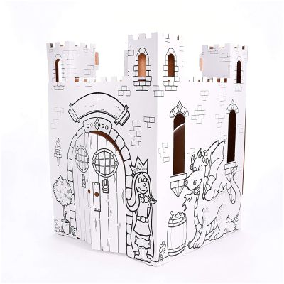 Easy Playhouse Fairy Tale Castle - Kids Art and Craft for Indoor and Outdoor Fun, Color, Draw, Doodle  Decorate and Personalize a Cardboard Fort, 32" X 32" X 43. 5" - Made in USA, Age 3+, White