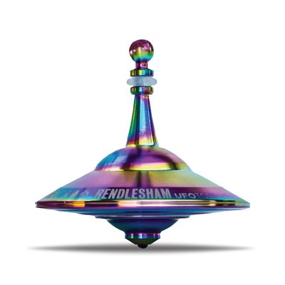 Plexity Labs UFO Tops Rendlesham - Metal Spinning Fidget Toy Top - Inspired by The Documented 1980 UFO Sighting in Rendlesham, England - Stainless Steel