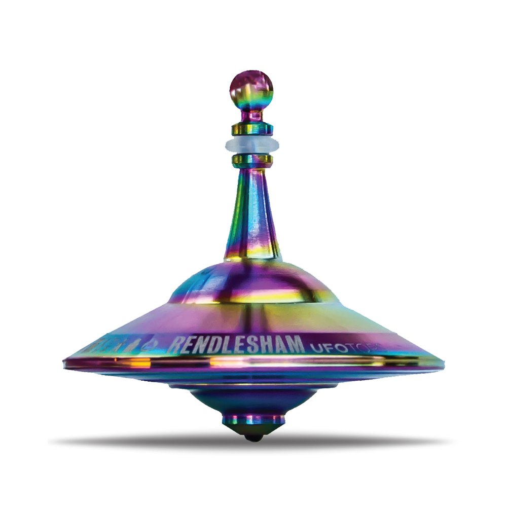 Plexity Labs UFO Tops Rendlesham - Metal Spinning Fidget Toy Top - Inspired by The Documented 1980 UFO Sighting in Rendlesham, England - Stainless Steel