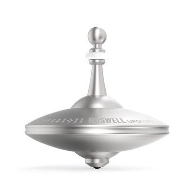 Plexity Labs UFO Tops Roswell - Metal Spinning Fidget Toy Top - Inspired by The Documented 1947 UFO Sighting in Roswell, New Mexico (Color: Cosmic Silver)