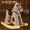 Rock My Baby Rocking Horse, Gray Wooden Rocking Toy, Rocking Animals for Children 2-6 Years Old, Ride on Pony with Realistic Sound, CPC Certified view 3