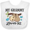 inktastic My Grammy Loves Me with Sloth and Hearts Baby Bib White 2f212 view 1