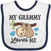 inktastic My Grammy Loves Me with Sloth and Hearts Baby Bib White and Navy 2f212 view 1