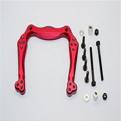 GPM For Traxxas Rustler VXL/Bandit Upgrade Parts Aluminum Front Damper Plate with Graphite Body Post Mount and Delrin Post - 1 Set Red
