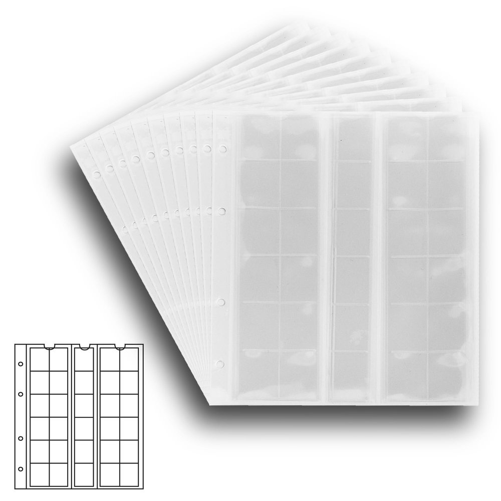 10 Numismatic Prophila Coin Sheets, 30 Pockets up to 25 mm , e.g. 5 DM, 2 DM