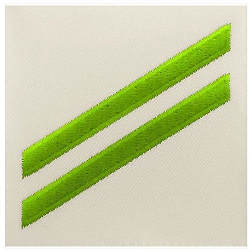 VANGUARD Navy E2 Rating Badge Airman Apprentice - Green Chevrons ON White POPLIN