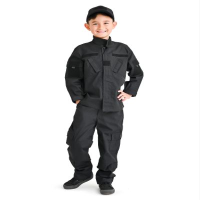 Trendy Apparel Shop Kid's US Law Enforcement Solid Uniform 3pc Set Costume Cap, Jacket, Pants - Black - L