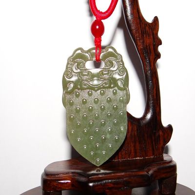 2" China Certified Nature Hetian Nephrite Jade Lion Amulet Necklace Pendants
