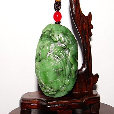 2.2" China Nature Hetian Nephrite Jade Fortune Turtle and Bat Hand Carved Pendants
