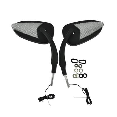 HDBUBALUS Motorcycle Rearview Mirror Built-in LED Turn Signals Flash Oval Fit for Harley Bad Boy Black