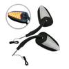 HDBUBALUS Motorcycle Rearview Mirror Built-in LED Turn Signals Flash Oval Fit for Harley Bad Boy Black view 2