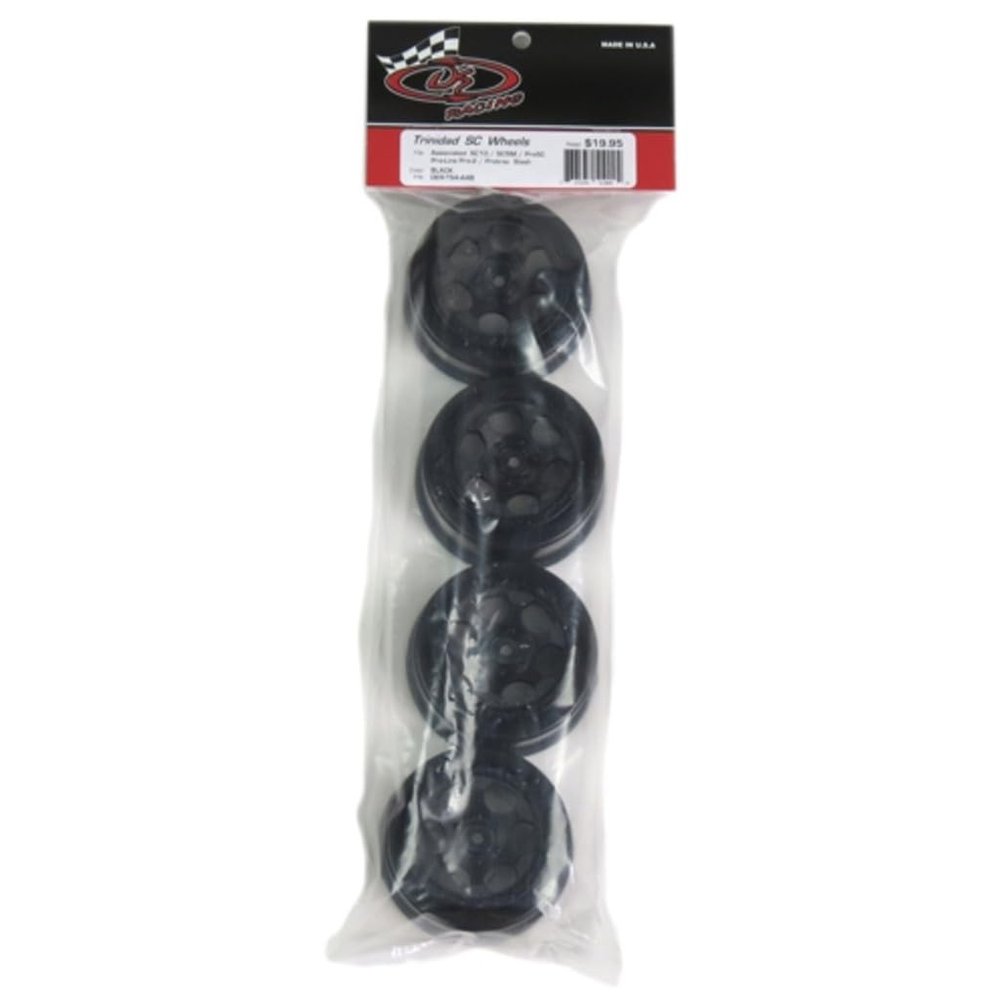 DE Racing Trinidad SC Wheels-Assoc SC5M- SC10-ProSC/Black/4pcs TS4A4B
