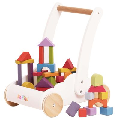 Le Toy Van - Petilou Wooden Walker Toy for Toddlers and Babies | Educational Rainbow Cloud Walker | Suitable for A Boy Or Girl 1 Year Old +, Multi, 45 Blocks (PL102)