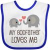 inktastic My Godfather Loves Me Godson Baby Bib White and Royal 2f58f view 1