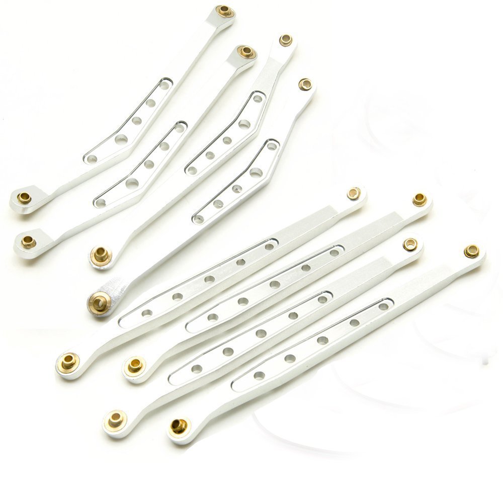 1 Set Alum Alloy Lower & Upper Suspension Link Rod Linkage for 1:10 RC Axial Wraith #A (Silver)