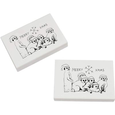 Azeeda 2 x 45mm 'Merry Christmas Meerkats' Erasers/Rubbers (ER00013367)