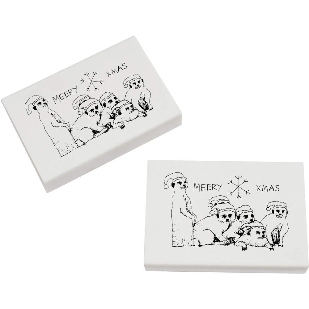 Azeeda 2 x 45mm 'Merry Christmas Meerkats' Erasers/Rubbers (ER00013367)