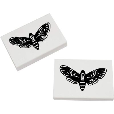 Azeeda 2 x 45mm 'Death Head Moth' Erasers/Rubbers (ER00016803)