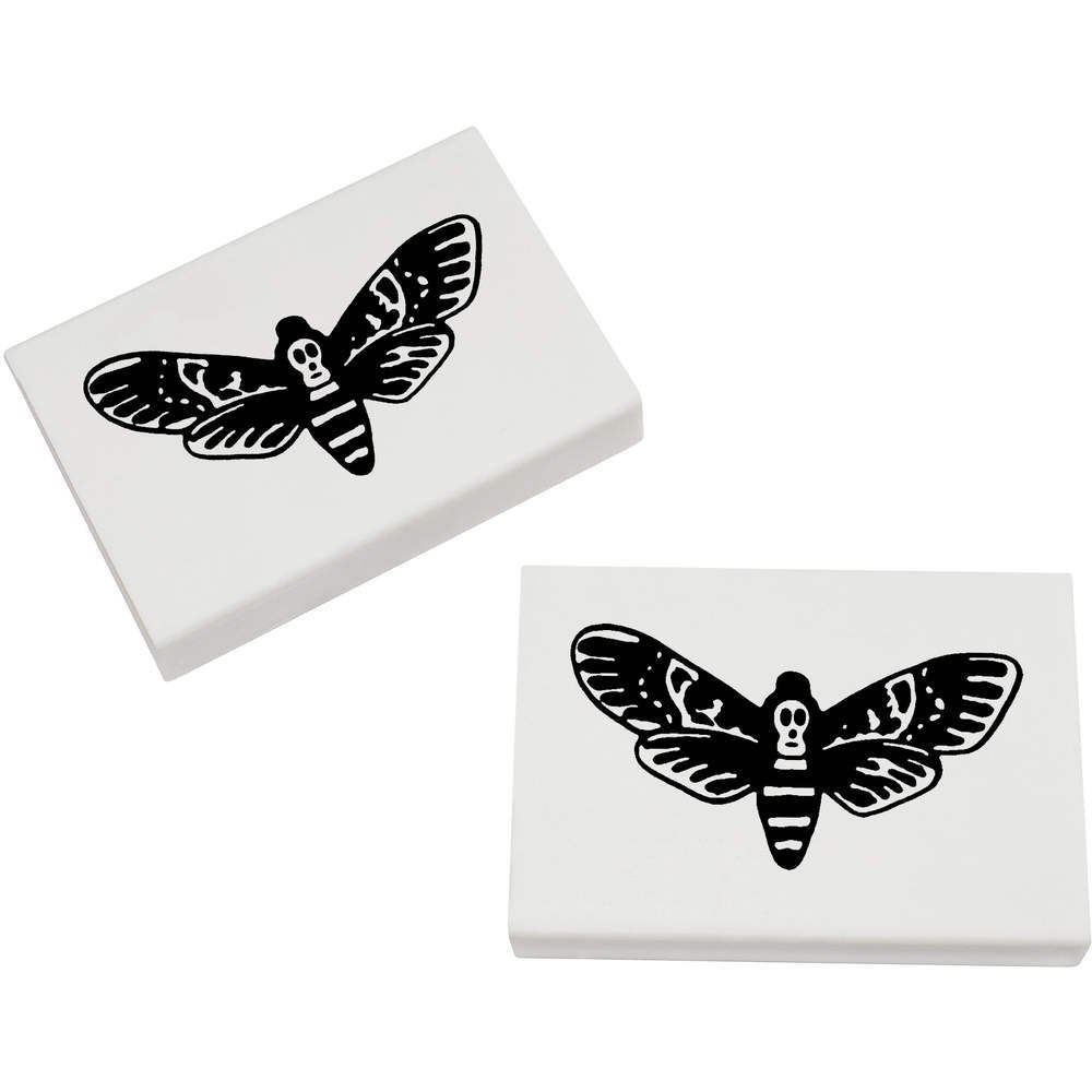 Azeeda 2 x 45mm 'Death Head Moth' Erasers/Rubbers (ER00016803)