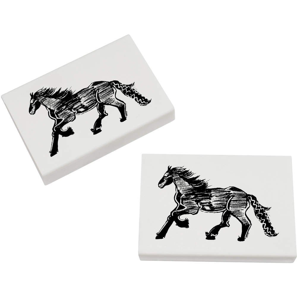 Azeeda 2 x 45mm 'Galloping Horse' Erasers/Rubbers (ER00014265)