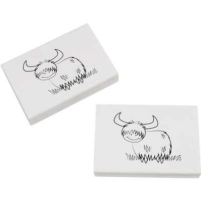 Azeeda 2 x 45mm 'Highland Cow' Erasers/Rubbers (ER00009908)
