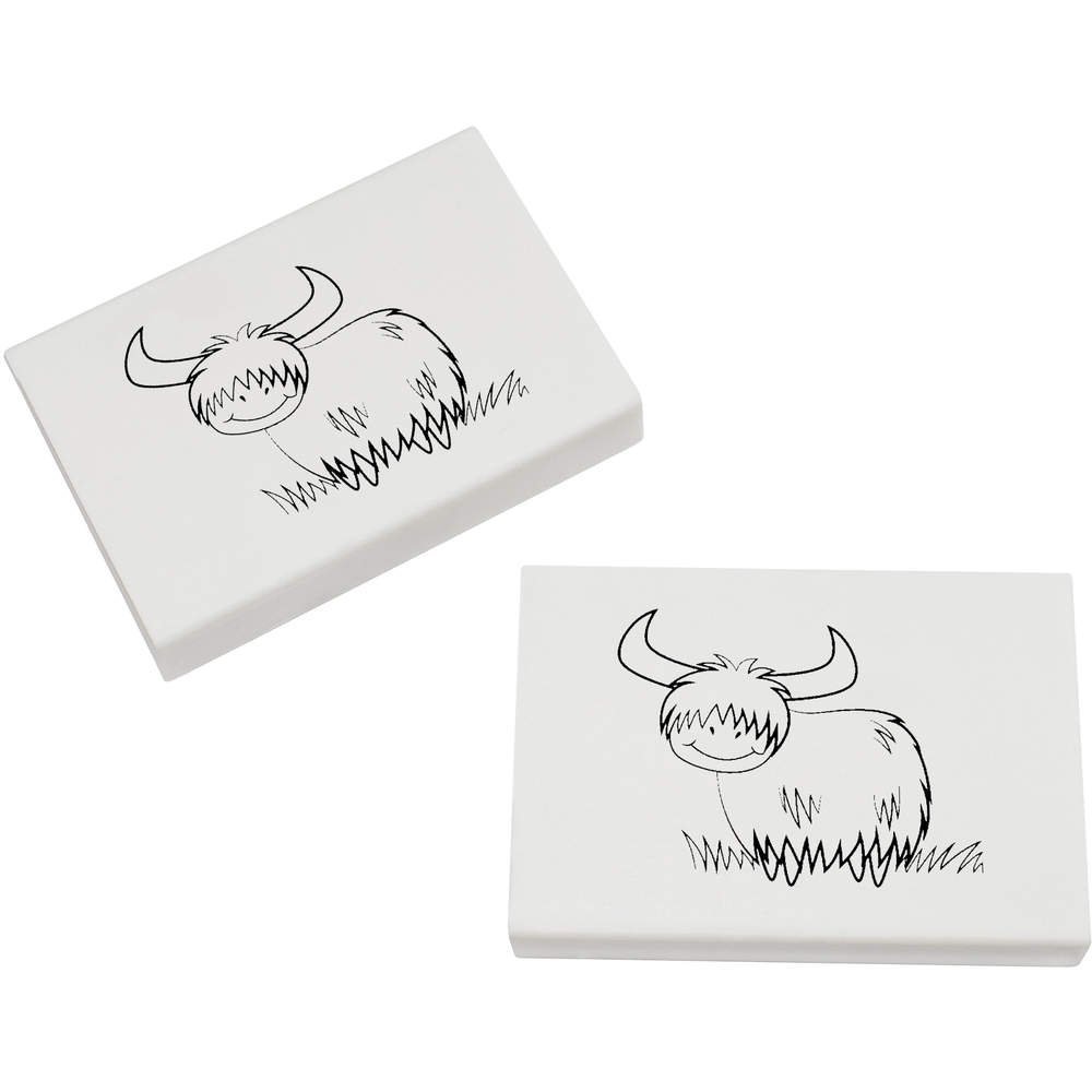 Azeeda 2 x 45mm 'Highland Cow' Erasers/Rubbers (ER00009908)