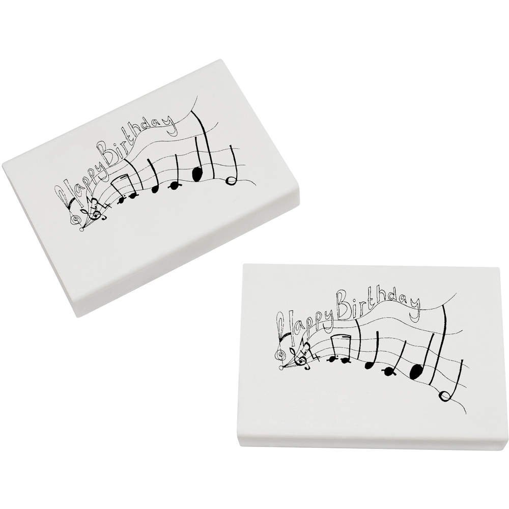 Azeeda 2 x 45mm 'Musical Happy Birthday' Erasers/Rubbers (ER00005893)