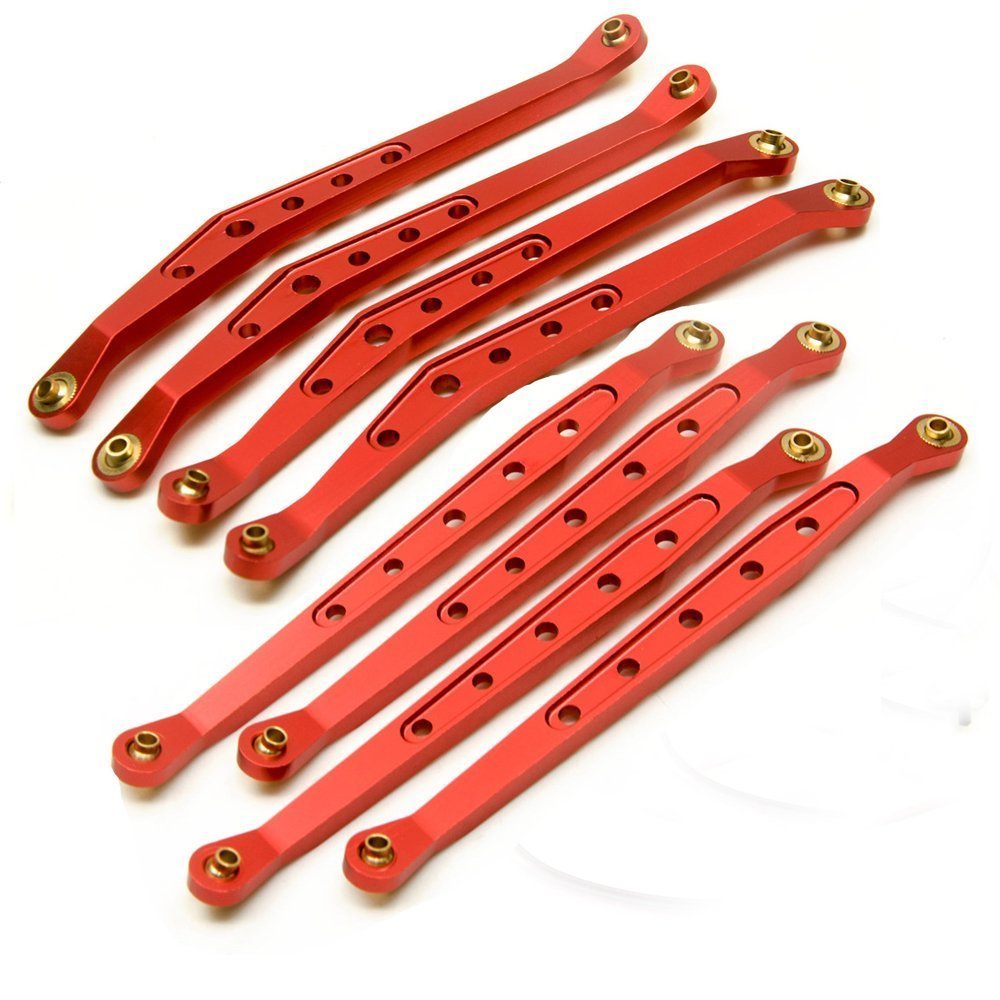 1 Set Alum Alloy Lower & Upper Suspension Link Rod Linkage for 1:10 RC Axial Wraith #A (Red)