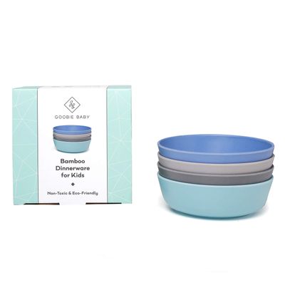 Goobie Baby Bamboo Dinnerware Bowls for Kids, Set of 4 Eco Friendly Toddler Bowls :: Non Toxic & Kid Safe Dishes for Cereal & Soup :: Mix and Match :: Great Gift for Baby Shower & Birthday