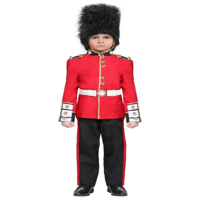 Fun Costumes Royal Guard Costume for Boys British Red Suit with Bearskin Cap, Royalty Cosplay Set with Coat, Pants, Belt, Hat, Medium
