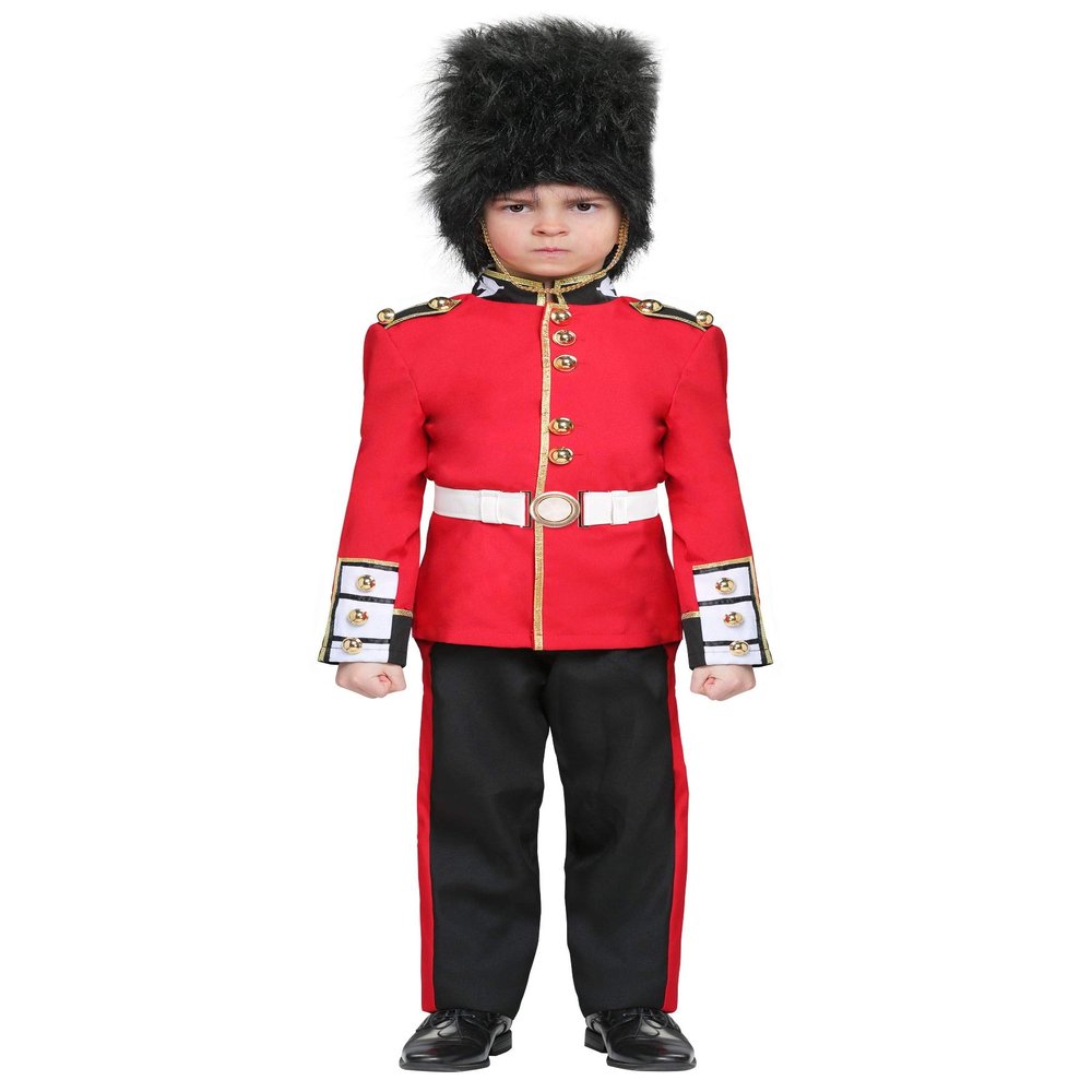 Fun Costumes Royal Guard Costume for Boys British Red Suit with Bearskin Cap, Royalty Cosplay Set with Coat, Pants, Belt, Hat, Medium