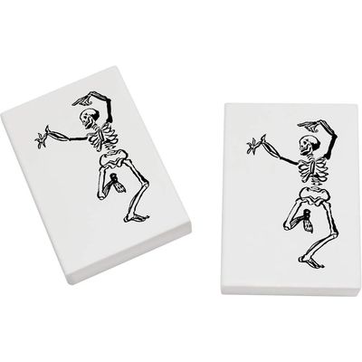 Azeeda 2 x 45mm 'Dancing Skeleton' Erasers/Rubbers (ER00006796)